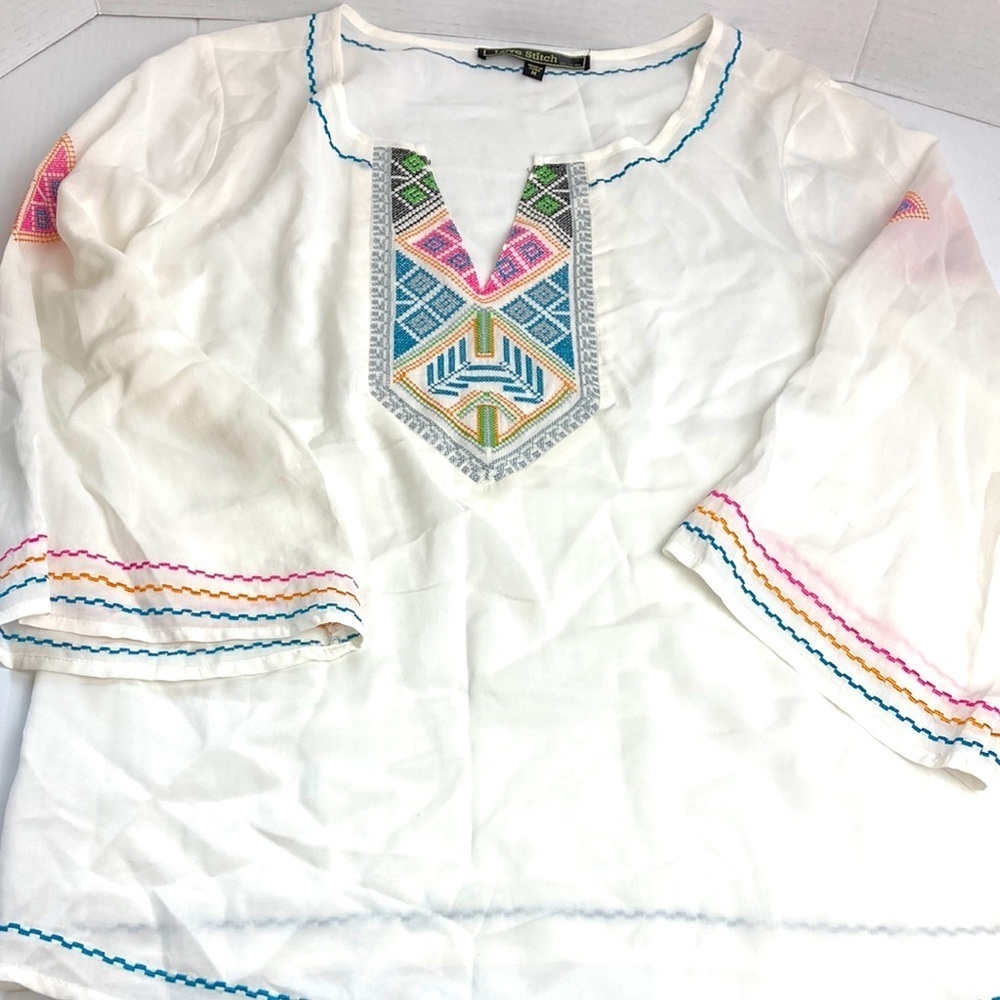 Love Stitch boho top embroidered lightweight festival